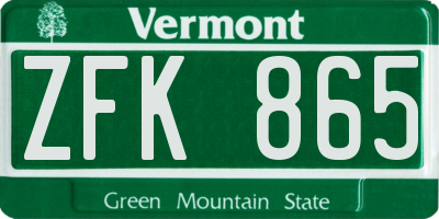 VT license plate ZFK865