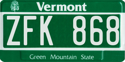VT license plate ZFK868