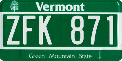 VT license plate ZFK871