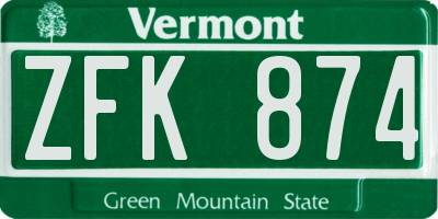 VT license plate ZFK874