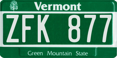 VT license plate ZFK877
