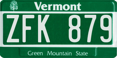 VT license plate ZFK879