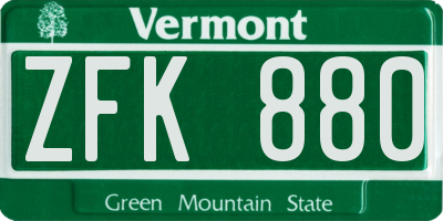 VT license plate ZFK880