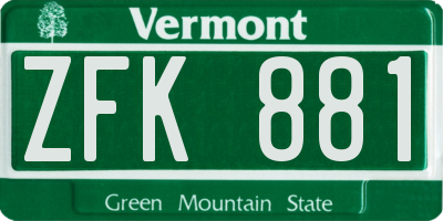 VT license plate ZFK881