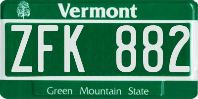 VT license plate ZFK882
