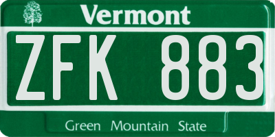 VT license plate ZFK883