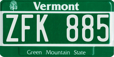 VT license plate ZFK885