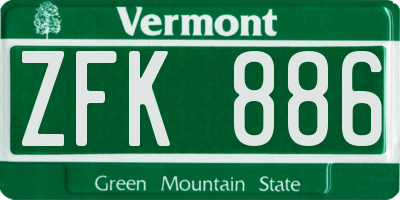 VT license plate ZFK886