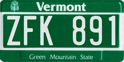 VT license plate ZFK891
