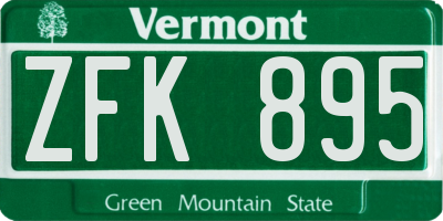 VT license plate ZFK895
