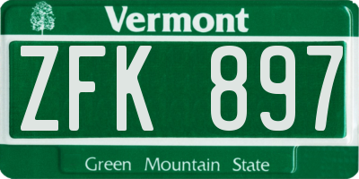 VT license plate ZFK897