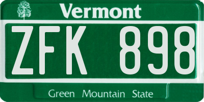 VT license plate ZFK898