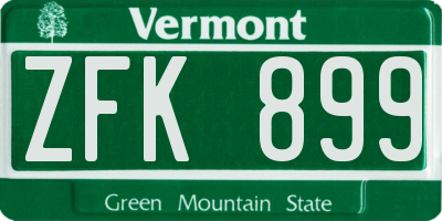 VT license plate ZFK899