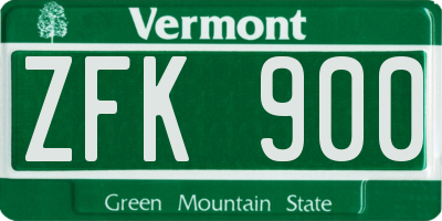 VT license plate ZFK900