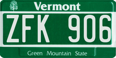 VT license plate ZFK906