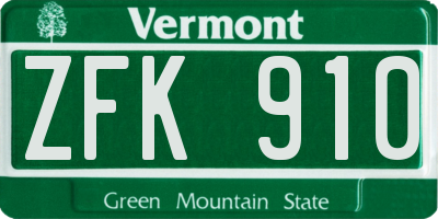 VT license plate ZFK910