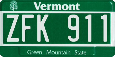 VT license plate ZFK911