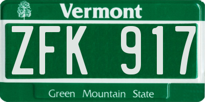 VT license plate ZFK917