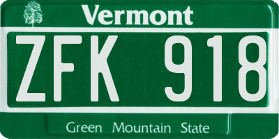 VT license plate ZFK918