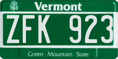 VT license plate ZFK923