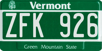 VT license plate ZFK926