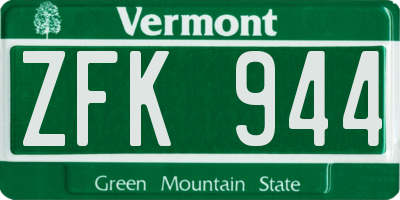 VT license plate ZFK944