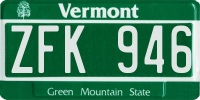 VT license plate ZFK946