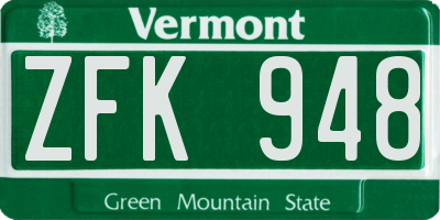 VT license plate ZFK948