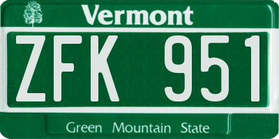 VT license plate ZFK951