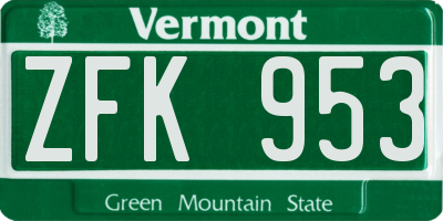 VT license plate ZFK953