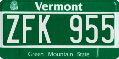 VT license plate ZFK955
