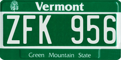 VT license plate ZFK956