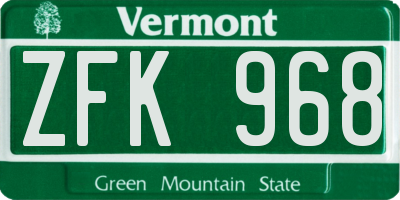 VT license plate ZFK968