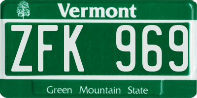 VT license plate ZFK969