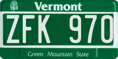 VT license plate ZFK970