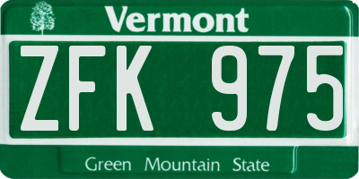 VT license plate ZFK975