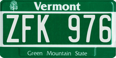 VT license plate ZFK976