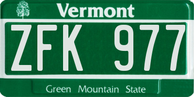 VT license plate ZFK977