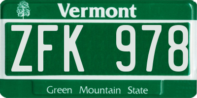 VT license plate ZFK978