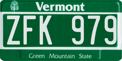 VT license plate ZFK979
