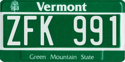 VT license plate ZFK991