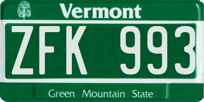 VT license plate ZFK993