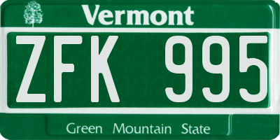 VT license plate ZFK995