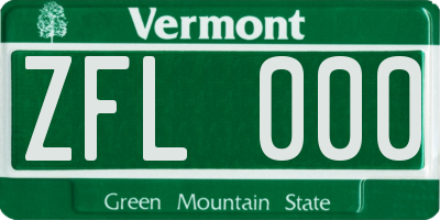 VT license plate ZFL000