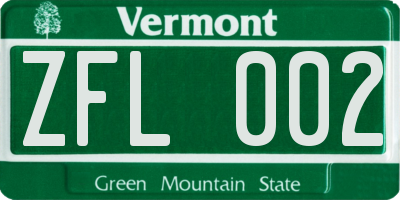 VT license plate ZFL002