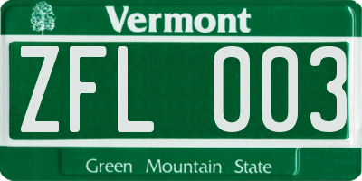 VT license plate ZFL003
