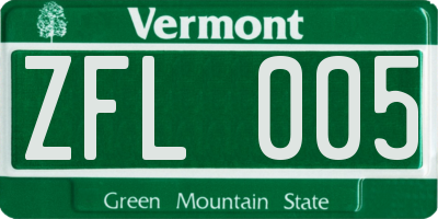 VT license plate ZFL005