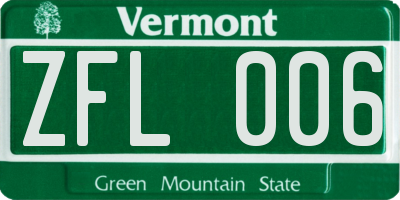 VT license plate ZFL006
