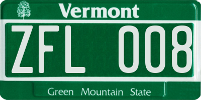 VT license plate ZFL008