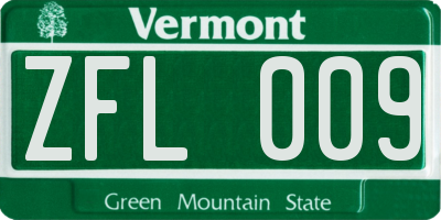 VT license plate ZFL009